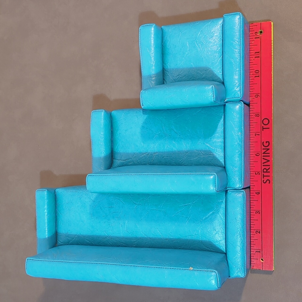 Doll Furniture Living Room Set of 3 Hand Crafted Vintage Blue Boat seat material - Picture 11 of 16